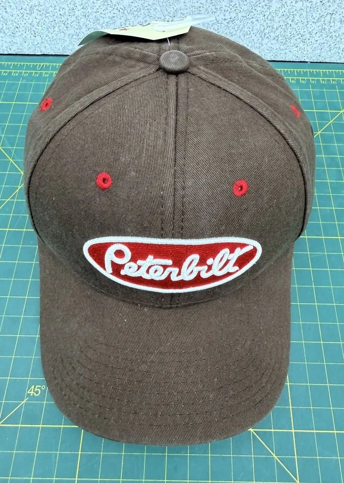 Auténtica gorra Peterbilt marrón y roja bordada con tirantes - ¡Por el juego nueva con etiquetas! Foto 3 de 4