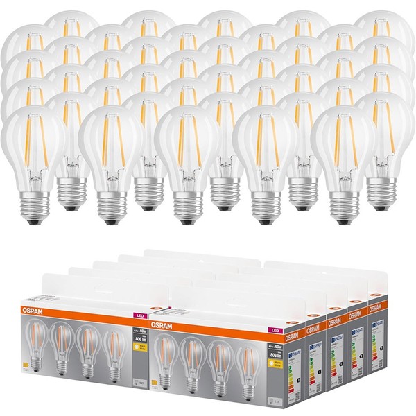 40Er Pack Osram Led Base Classic Filament Lampe A60 E27 6,5W 2700K Wie 60W-image