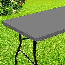 Rectangle Picnic Table Cloth, Waterproof Elastic 48" x 30" Rectangular Grey