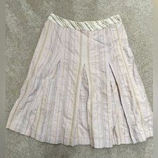 Vintage J.Jill - 100 Cotton Lilac Pleated Striped Skirt - size 10 - EUC