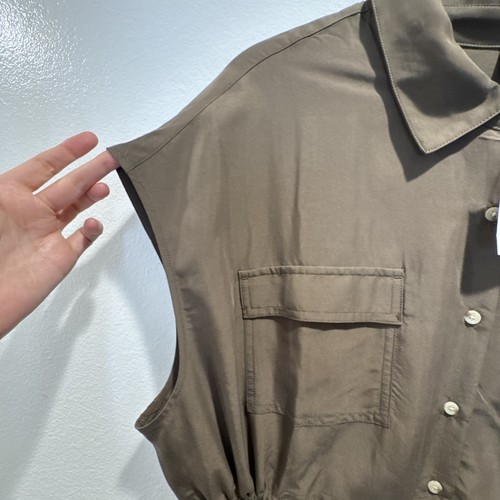 Old Navy Maternity Women’s Size XL Button Front Shirt Dress Olive Green Slits - Picture 5 of 9