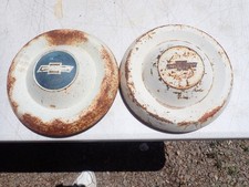 2 Original 1955 1956 Chevrolet Pickup Dog Dish Hubcaps Original Patina Apache