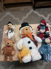 Disney Mouseketoys Mini Bean Bag Plush Lot of 5 Eeyore And Pooh Christmas Winter