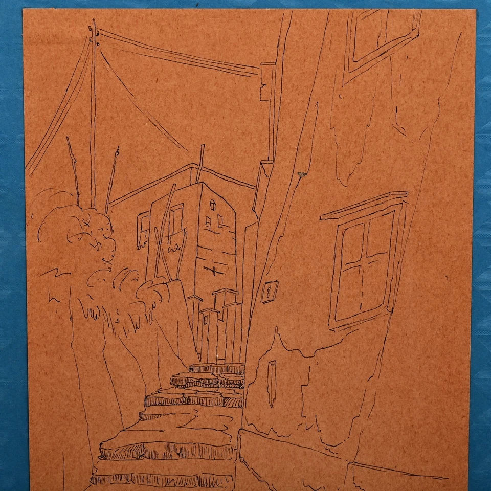 REYNOLD ARNOLD Original Vintage Signed Capri Cityscape Illustration Ink Drawing - Image 3 of 4