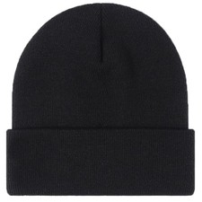  2 Packs Beanie for Men Women Warm Winter Hats Acrylic Knit Cuffed 1 Black