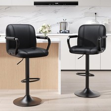 Set of 2 Modern Bar Stools with Backs - Adjustable High Chairs for Kitchen Isla