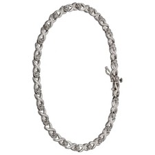 9ct White Gold Diamond Bracelet 6.6g Fancy 18.5cm - Fully Hallmarked