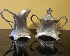 WMF Art Nouveau Jugendstil Sugar Bowl And Creamer Circa 1900's