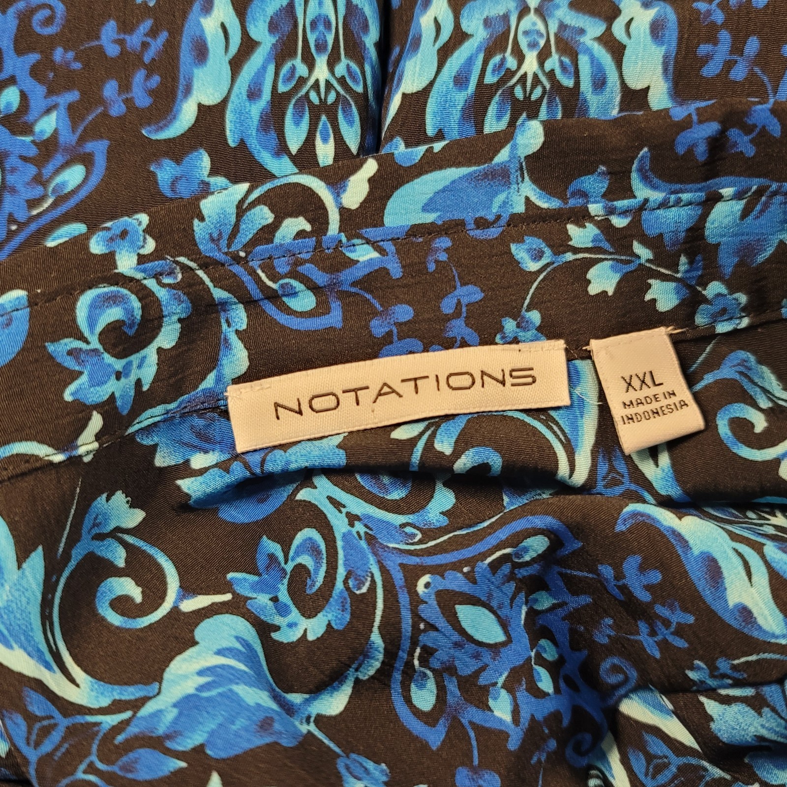 NOTATIONS BOLD BLACK BLUE DAMASK PATTERN BUTTON F… - image 4