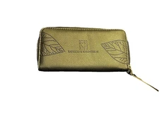 Katherine Karambelas Black Wallet Vegan Leather Zip Around Clutch Wristlet New