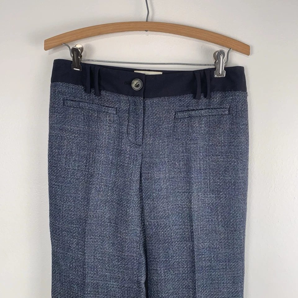 Pantalones de vestir Elevenses Anthropologie Brighton tweed para mujer talla 2 azul carrera Foto 2 de 4