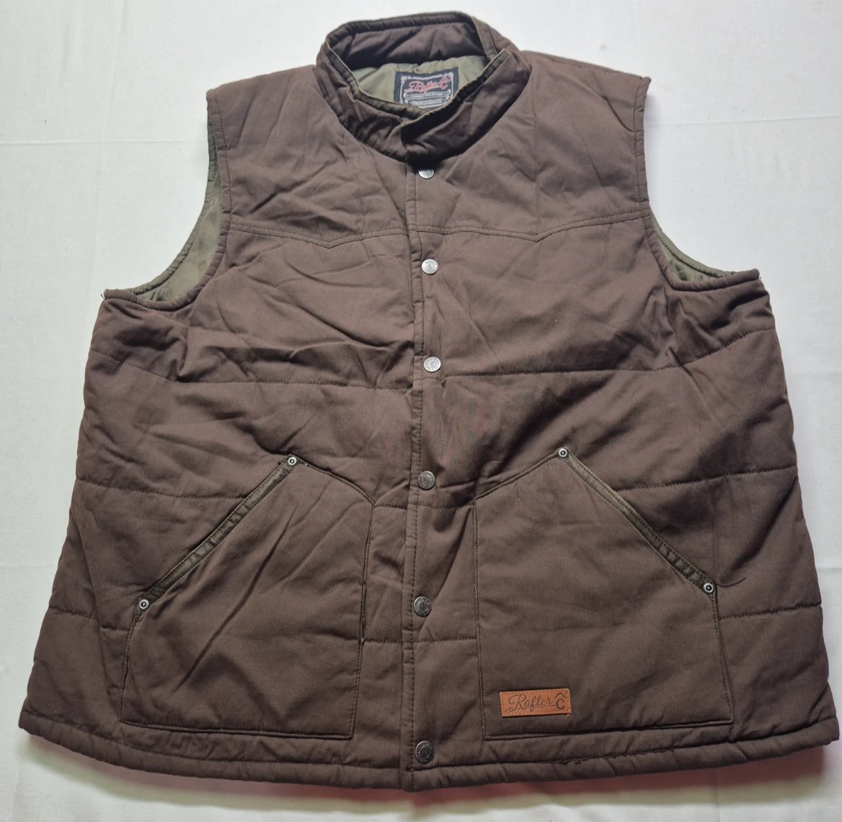 Rafter C Cowboy Collection Insulated Vest Mens XL Brown Snap Western Gilet