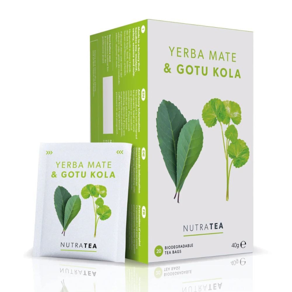 Nutratea Nutra Yerba Mate & Gotu Kola - 20 Herbal Tea Bags - 10 Pack - Image 2
