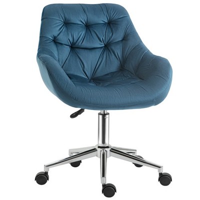 Vinsetto Samt Home Office Stuhl Schreibtischstuhl höhenverstellbar, blau