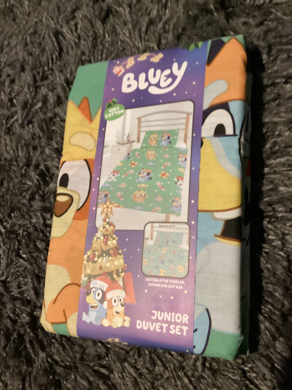 BNWT New Bluey Christmas Junior Duvet Bedset - 100% Cotton - Reversible- Bingo