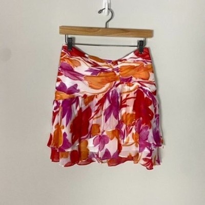 Milly Mira Paper Peony Print Skirt Mini Floral Womens 4 Ruffle Scrunched