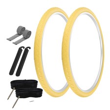 PRO TIRES 700 x 40 Yellow P-1134 W/ TUBES, RIM STRIPS, TIRE LEVERS 80mm Presta