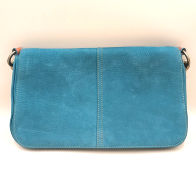 COACH Chelsea Teal Nubuck Flap Hobo Blue Shoulder Bag | eBay