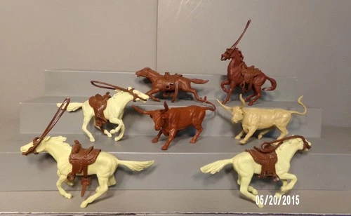 Marx Lone Ranger Ranch Playset Horses Steers Saddles Bridles Lot Original