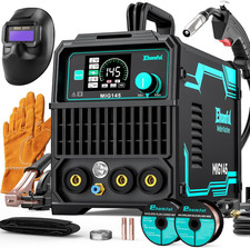 145A 4-In-1 MIG Welder,110V/220V Dual Voltage Gas Mig/Flux Core Mig/Lift Tig/Sti