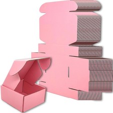 100 Shipping Boxes 4"x4"x2", Pink Mailer Corrugated Cardboard