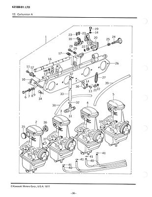KAWASAKI Parts Manual Z1000 LTD KZ1000 KZ1000-B1 1977 Replacement