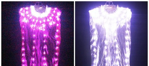 Fächerschleier 155cm Länge Bauchtanz Kostüme Regenbogenfarben LED Fächerschleier Handfächer - Bild 15 von 33