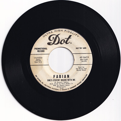 FABIAN Break Down & Cry / She's Stayin Inside With Me  PROMO 45-16413