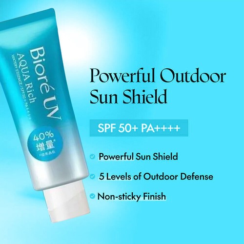 70ML Popular Biore Kao UV Sunscreen Aqua Rich Watery Essence SPF50+ PA++++Cream - Picture 7 of 19