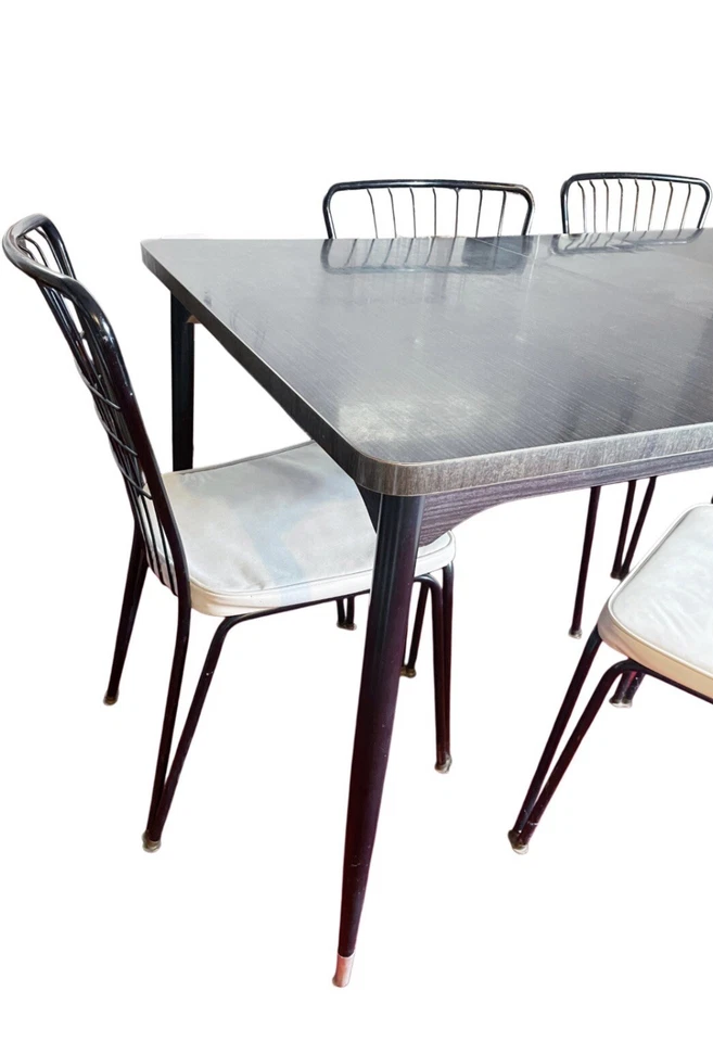 Juego de comedor vintage MCM hojas expandibles con 6 sillas con tapicería original Foto 4 de 4