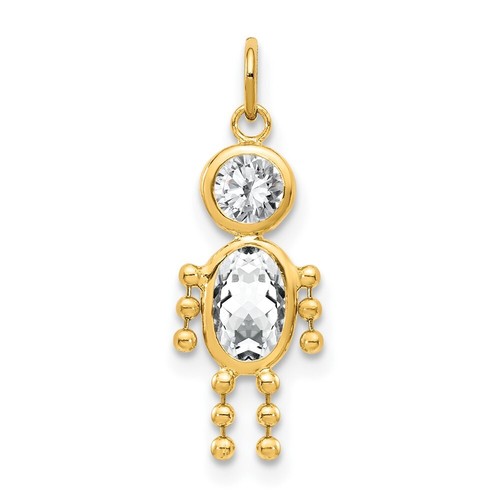 Real 10kt Yellow Gold April Boy Birthstone Charm - 第 1/5 張圖片