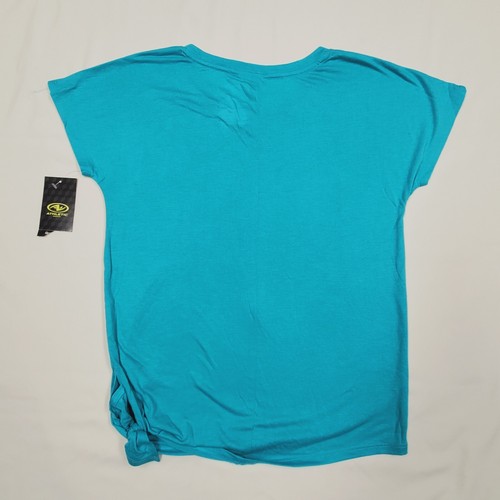 L 10-12 Athletic Works Ultra Aqua INSPIRE THE WORLD Super Soft T-Shirt Side Tie - Picture 4 of 6