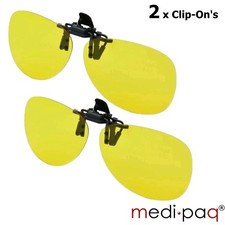 Night Driving Glasses Anti Glare Sunglasses Vision Yellow Tinted Lens Clip On UK