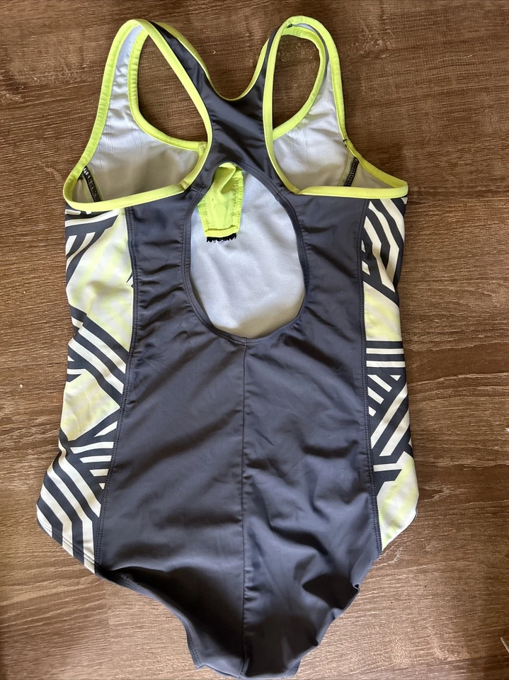 Купальный костюм для девочек Zero Xposur размер 16 цельный купальник желтый серый шипучий - Изображение 4 из 4