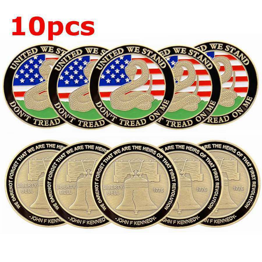 10PCS Don't Tread on Me Military Coin US Liberty Bell Challenge Coin New