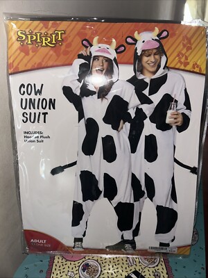 Adult OS Spirit Halloween Costume Full Zip Cow Union Suit Farm Dress Up  Jumper