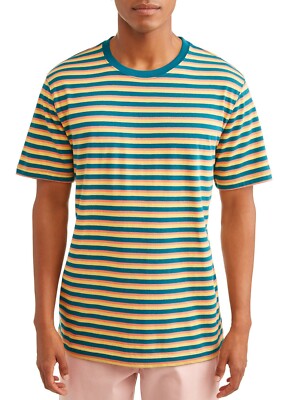 George Men S Stripe Short Sleeve Crew Neck T Shirt Size 34 36 Small Ebay