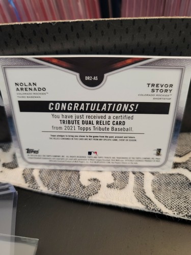 2021 Topps Tribute Nolan Arenado/Trevor Story Dual Jersey/Bat Relic /99 - Picture 4 of 4