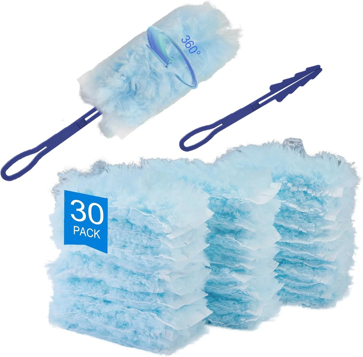 Duster Refills Compatible with Swiffer, 30 Count 360 Multi Surface Blue