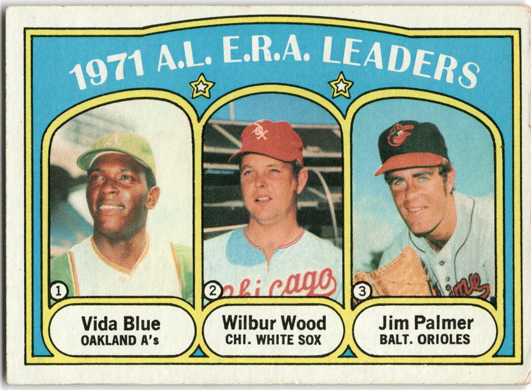 1972 Topps #92 ERA Leaders Vida Blue Jim Palmer P2