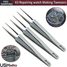 Silver Pointed Tip Watch Jewelry Repair Watch Maker Repairing Precision Tweezers
