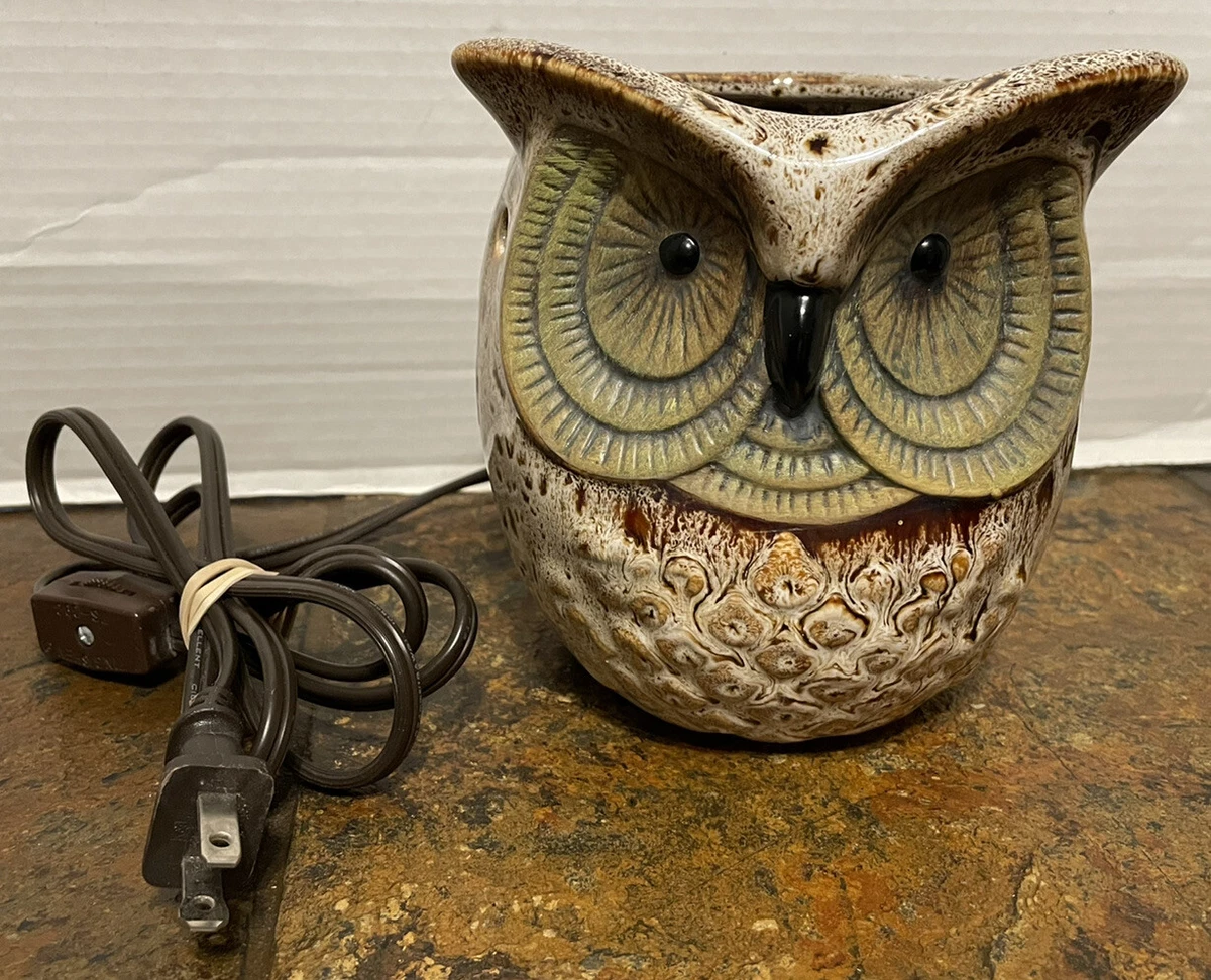 Intertek Ceramic Owl Electric Wax Warmer SC 236 Brown Glazed Works No Bowl FALL