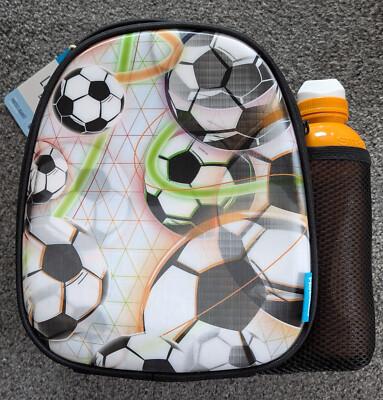 Football Lunch Bag And Bottle SCHOOL LUNCH BAG AND DRINK FOOTBALL
