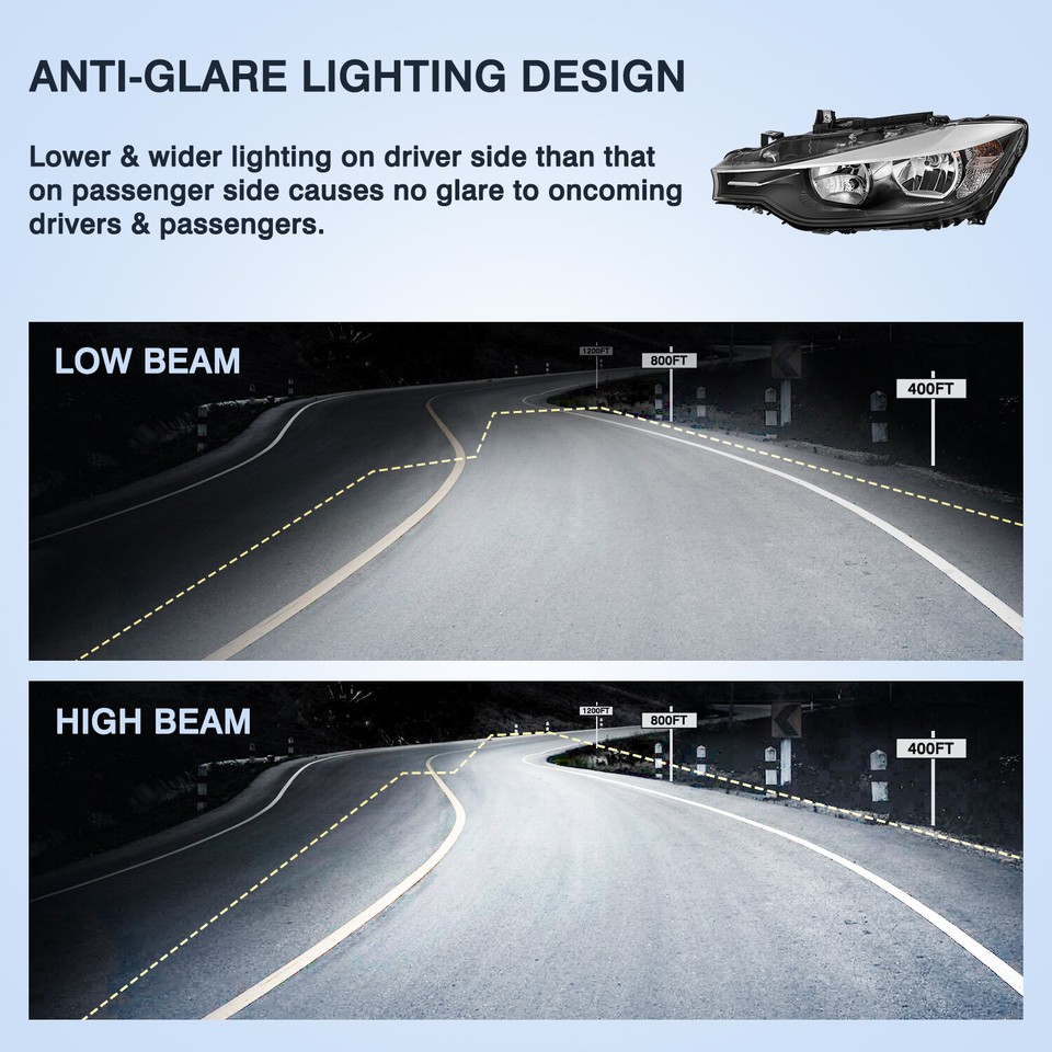 Non-HID BMW Lights Pair Halogen Headlights For BMW 320i/328i/335i 2012-2015 - Driver & Passenger 2012-2015 BMW Headlight Replacement - Foto 9