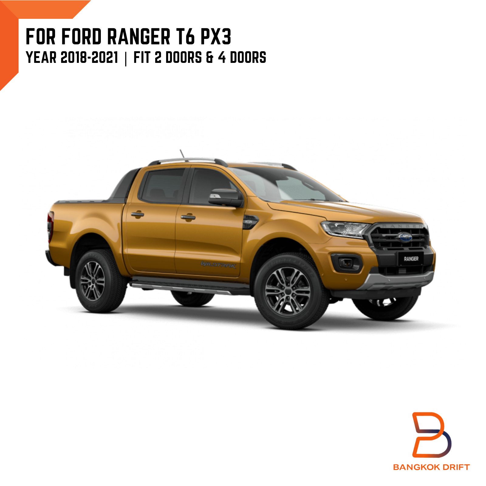 16W Black 3 Slim FENDER FLARES WHEEL ARCH FIT FORD RANGER UTE T6 PX3 2018-2021