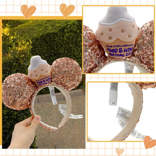 Disney Parks Epcot Food Wine Festival Cupcake Rose Gold Mouse Ears Headband US - Picture 3 of 8