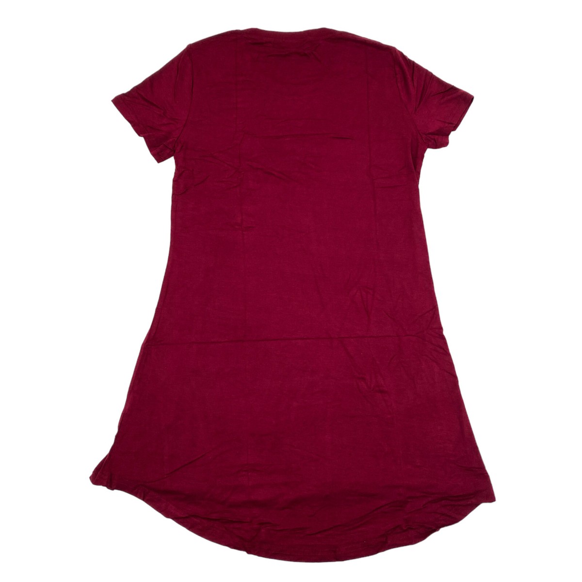ladies one piece night dress Guanyy Womens Size S Short Sleeve Gown One-Piece 'Love' Wine Red overthemoon-lastchance