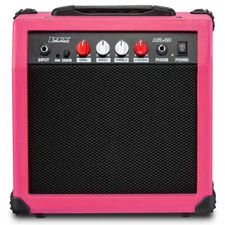 LyxPro Electric Guitar Amp 20 Watt Guitar Amplifier W/Built-in Speaker, Pink