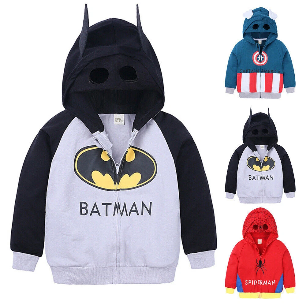 Kids Toddler Boys Marvel Superhero Hoodie Coat Hooded Jacket
