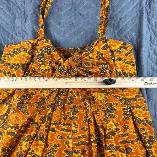 Vintage Black Point Hawaii Dress Womans Size 12 Maxi Long Tie Front Orange 70s - Picture 12 of 22